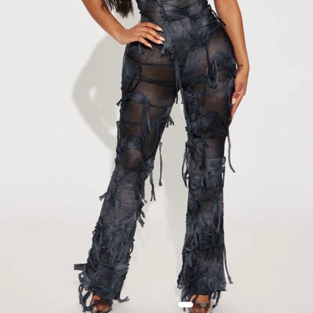 Fashion Nova Distressed Black Boot Cut Pants